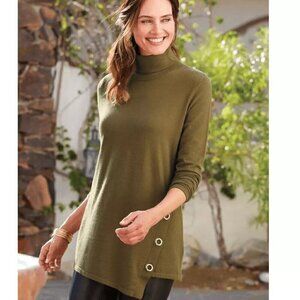 Soft‎ Surroundings olive green brownish long sleeve pullover turtleneck sweater
